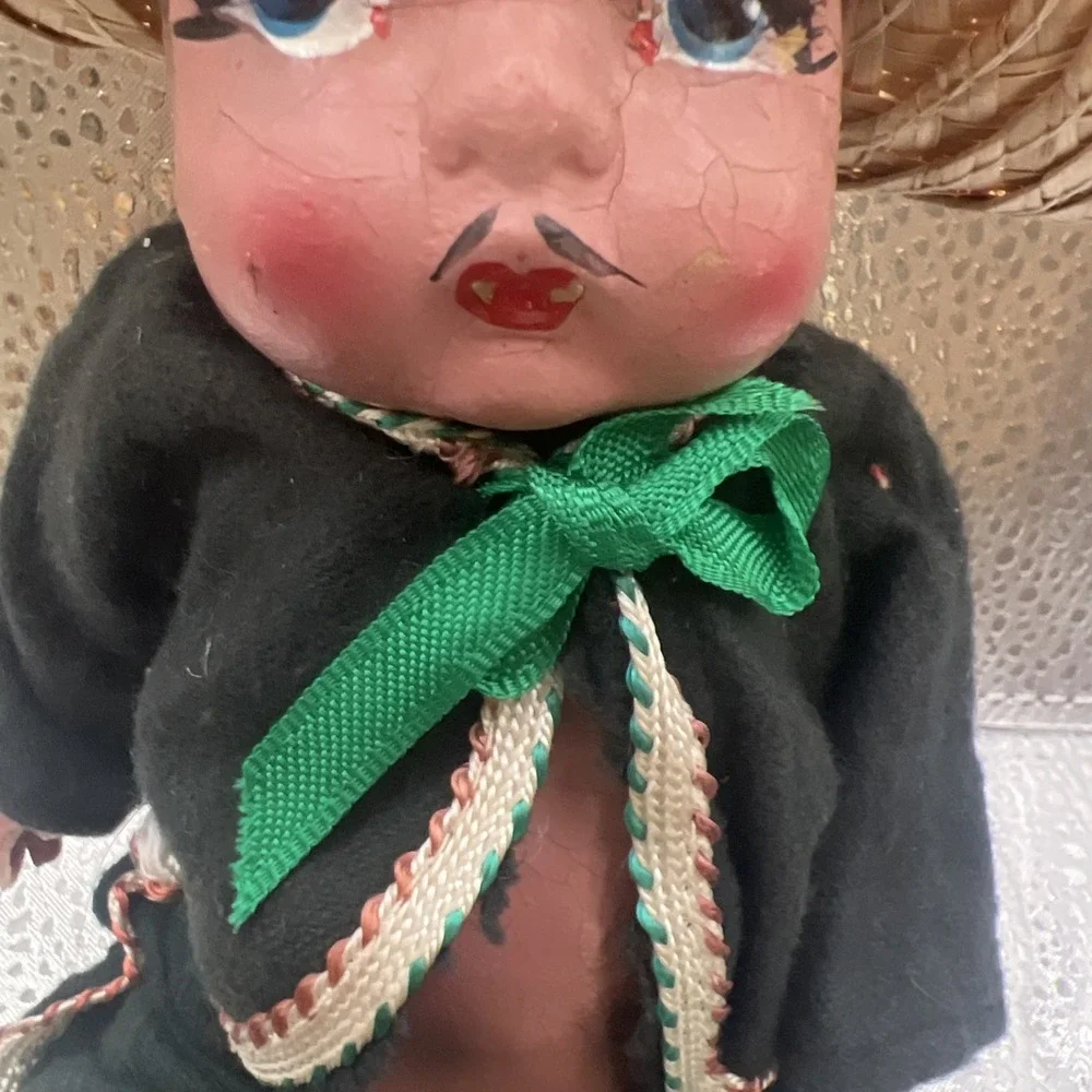 Vintage 1940's Made in Mexico Boy Doll Composition Body Ragged Clothes Medium‎
